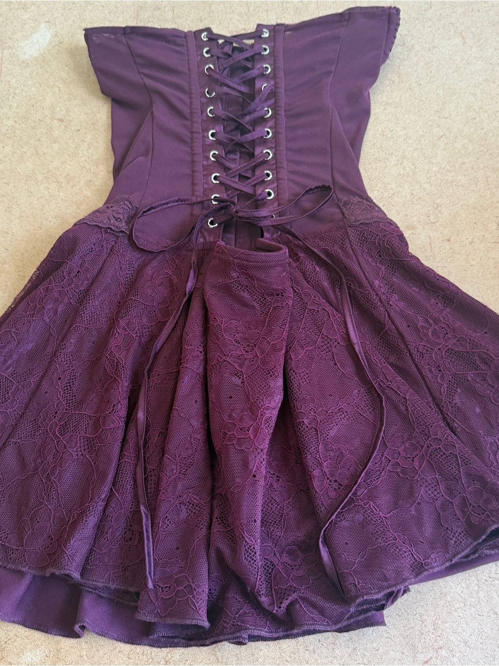 Outcast kala Burgundy Mini Dress with Corset Front - Picture 7 of 8